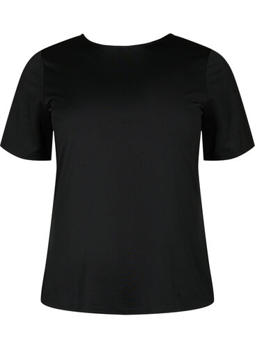 Kortermet bluse med knyting, Black, Packshot image number 3