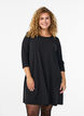 FLASH - Kort A-linje kjole med 3/4 ermer, Svart, Model image number 0
