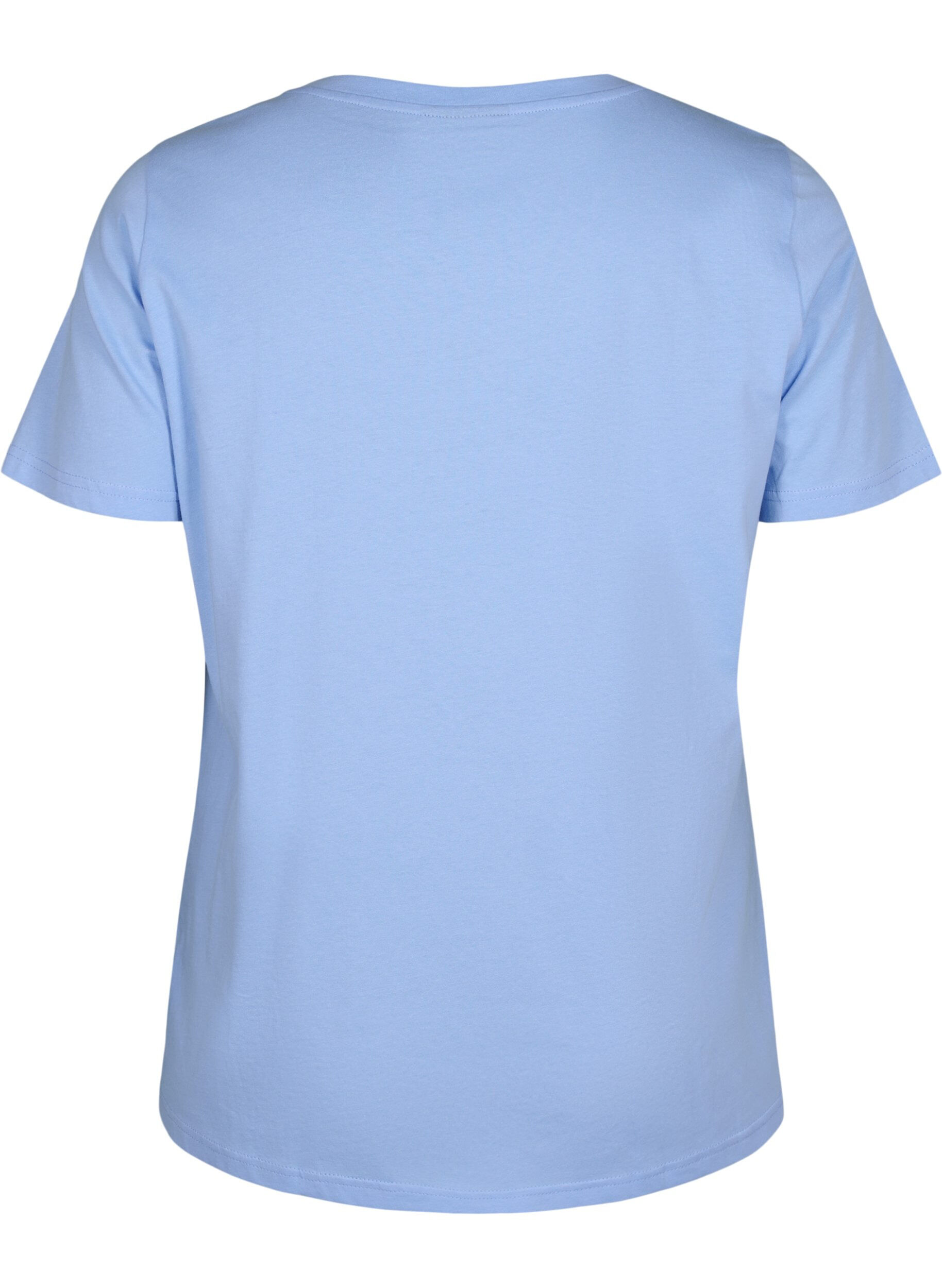 Zizzi T-skjorte i bomull med teksttrykk, Serenity w. Paris, Packshot image number 1