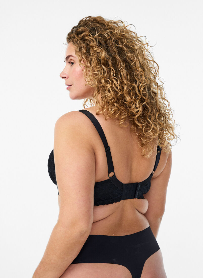 Polstret BH med blonder, Svart, Model image number 2