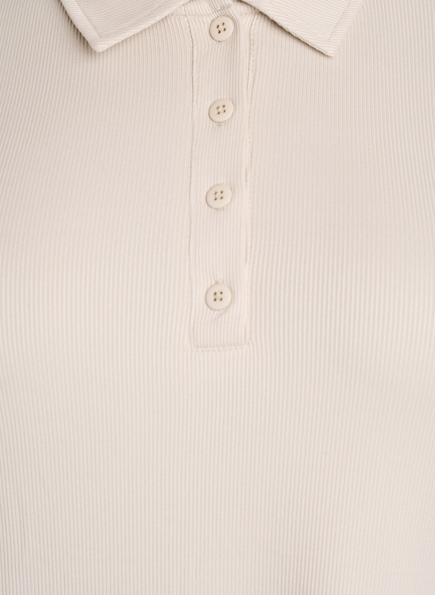 Zizzi Poloskjorte i myk ribb med lange ermer, Beige, Packshot image number 2