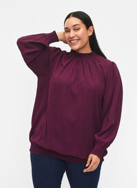 FLASH - langermet bluse med smokk og glitter	, Purple w. Silver, Model