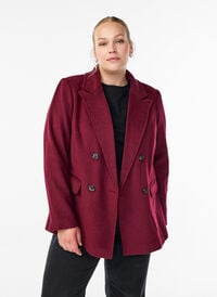 Blazer med dobbeltradede knapper og klassiske slag, Rød Blazer med dobbeltradede knapper og klassiske slag, Rød, Model