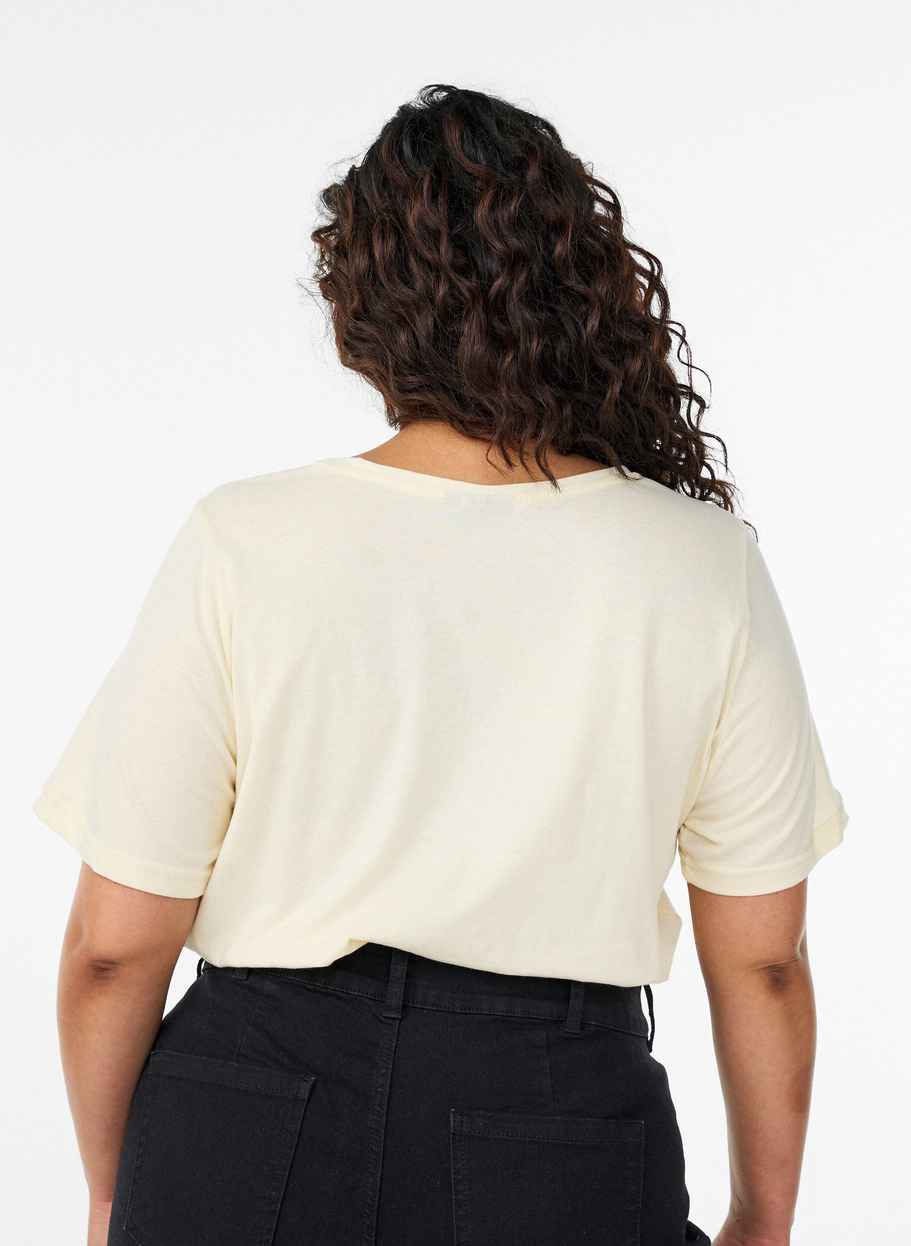 Zizzi T-skjorte med trykk, Gul, Model image number 2