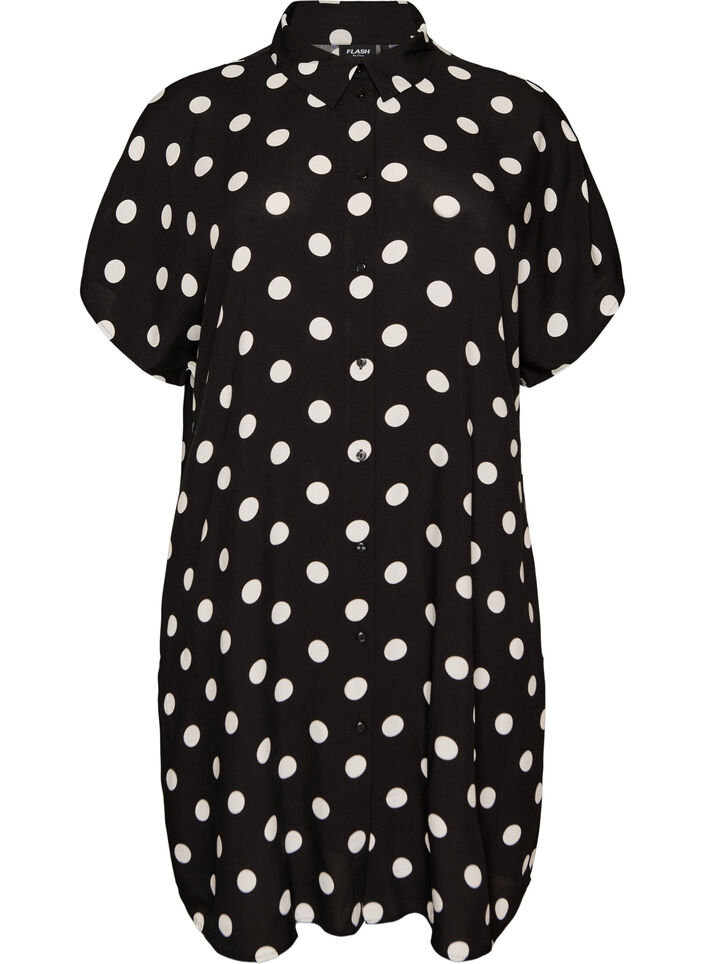 Loose fit lang skjorte i viskose, Vanilje, Packshot image number 0