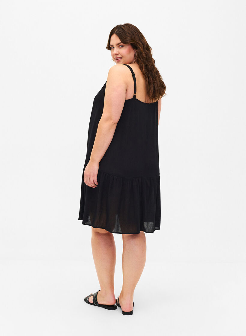 Sommerkjole i viskose med stropper, Black, Model image number 1