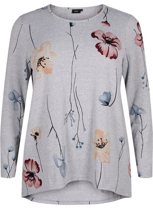 Blomstret bluse med lange ermer, LGM Flower AOP, Packshot image number 0
