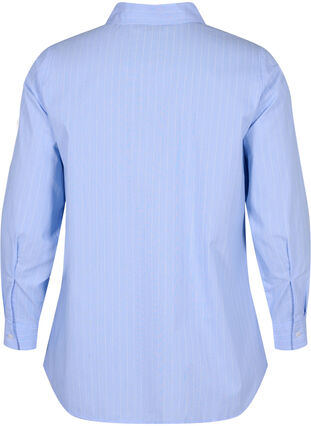 Skjorte i bomullsblanding, Blue w. White Stripe, Packshot image number 1
