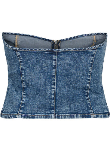 Kortsett av denim med glidelås, Blue denim, Packshot image number 1