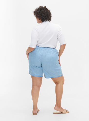 Løse shorts med knyting og lommer, Light blue denim, Model image number 0