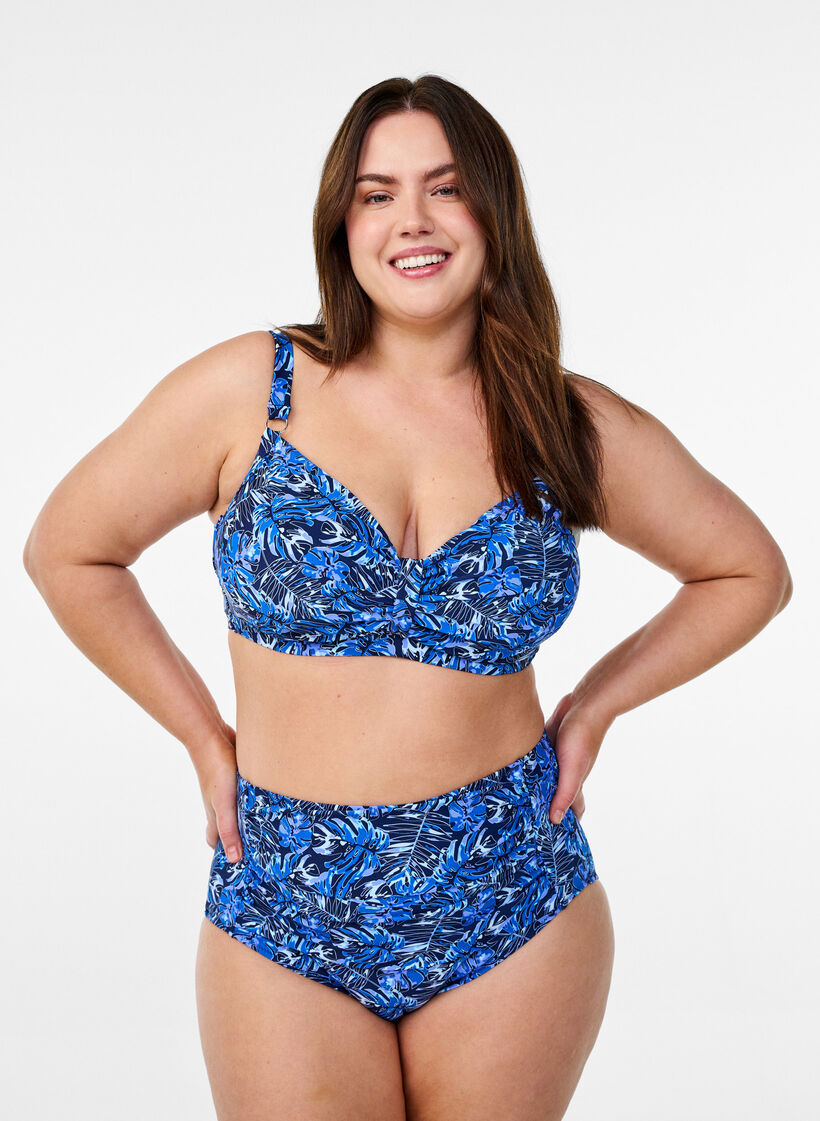 Bikinioverdel med b&oslash;yle og m&oslash;nster, Bl&aring;, Model image number 1