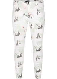 Amy jeans med høyt liv og blomstermønster, White Flower AOP L78