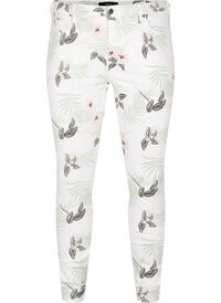 Amy jeans med høyt liv og blomstermønster
