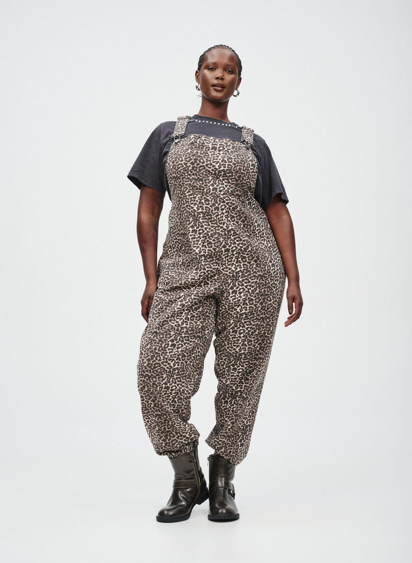 Leopardmønstret denim-snekkerbukse., Light LEO, Image