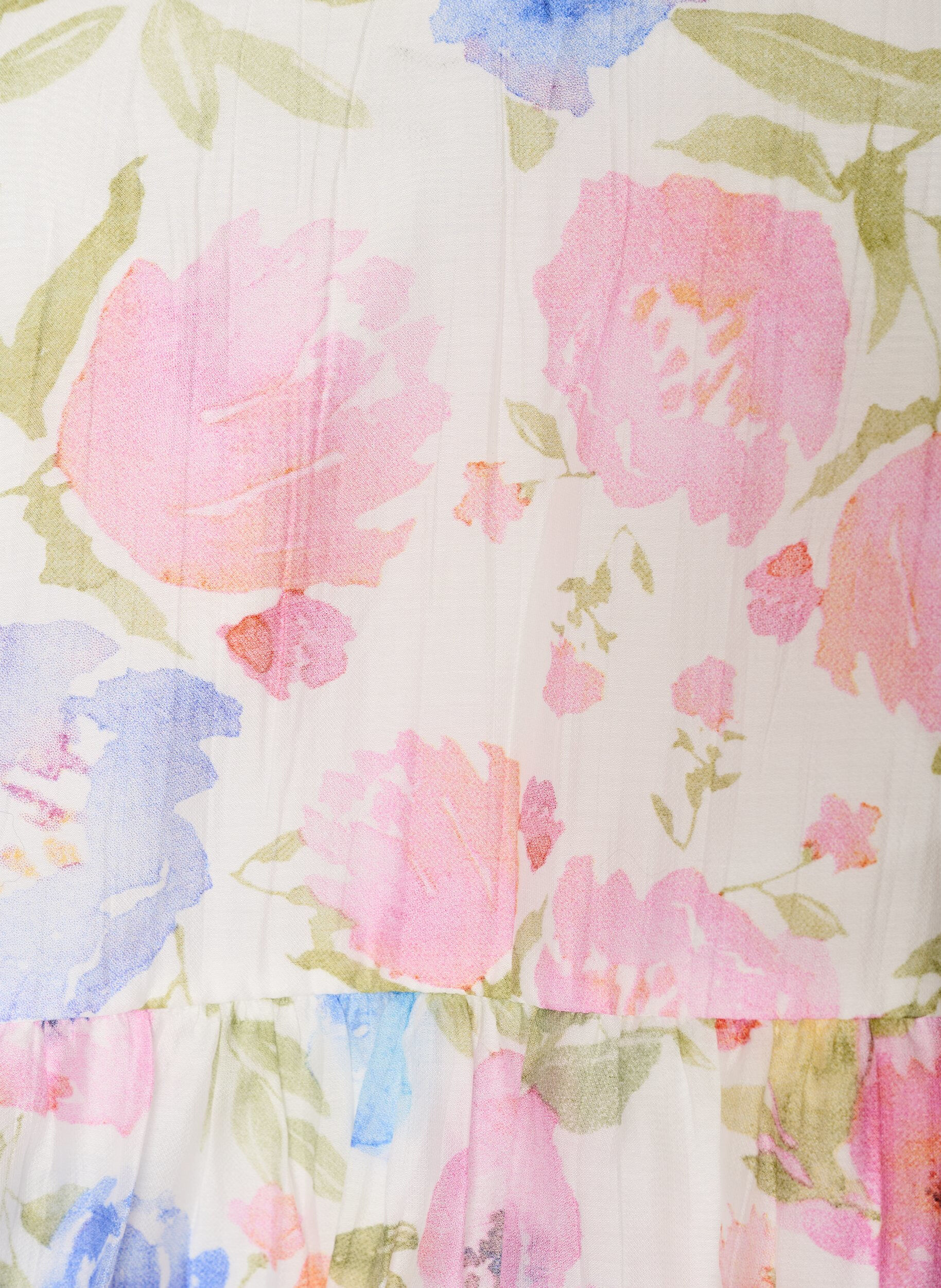 ZizziBluse i lyocell med blomstertrykk og sweetheart-utringning, Hvit, Packshot image number 2