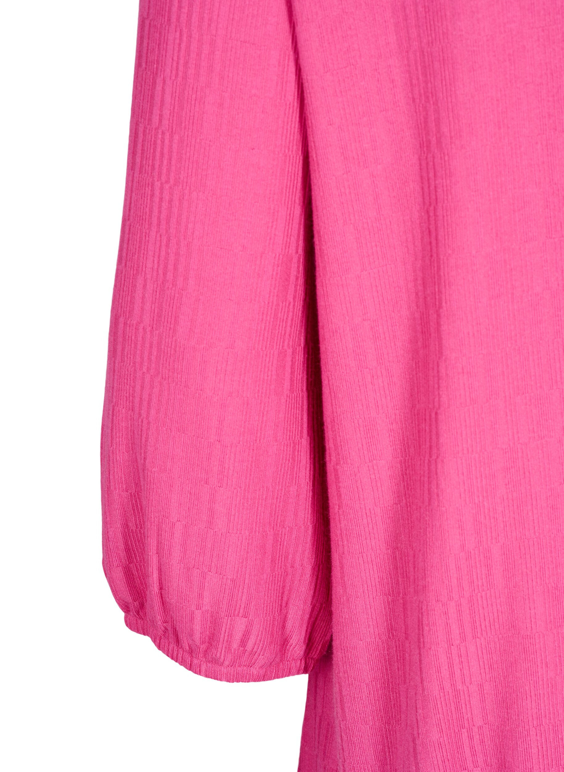 ZizziBluse med tekstur og 3/4 ermer, Rosa, Packshot image number 3