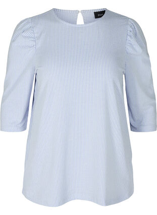 Stripete bluse med 3/4-ermer, Lavender Lustre, Packshot image number 0