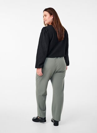 Zizzi Flash – Bukser med rett passform, Grå, Model image number 1