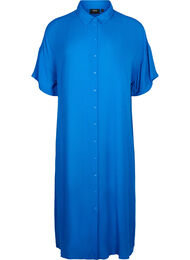 Skjortekjole i viskose med korte ermer, Victoria blue