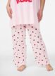 Pyjamasbukse i mykt jerseystoff med h&oslash;y midje og frukttrykk, Rosa, Model image number 2