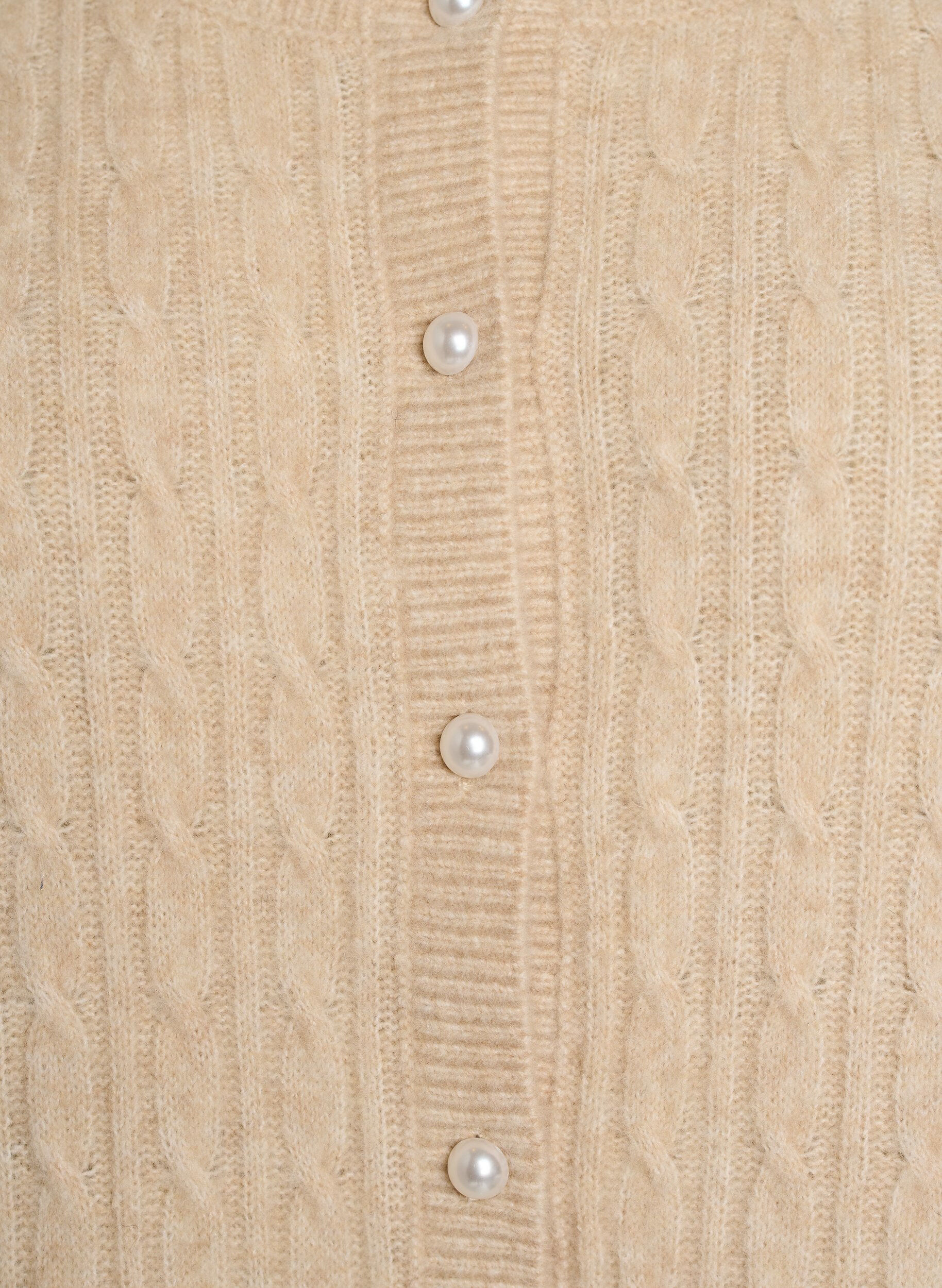 ZizziKabelstrikket cardigan med perleknapper, Beige, Packshot image number 2