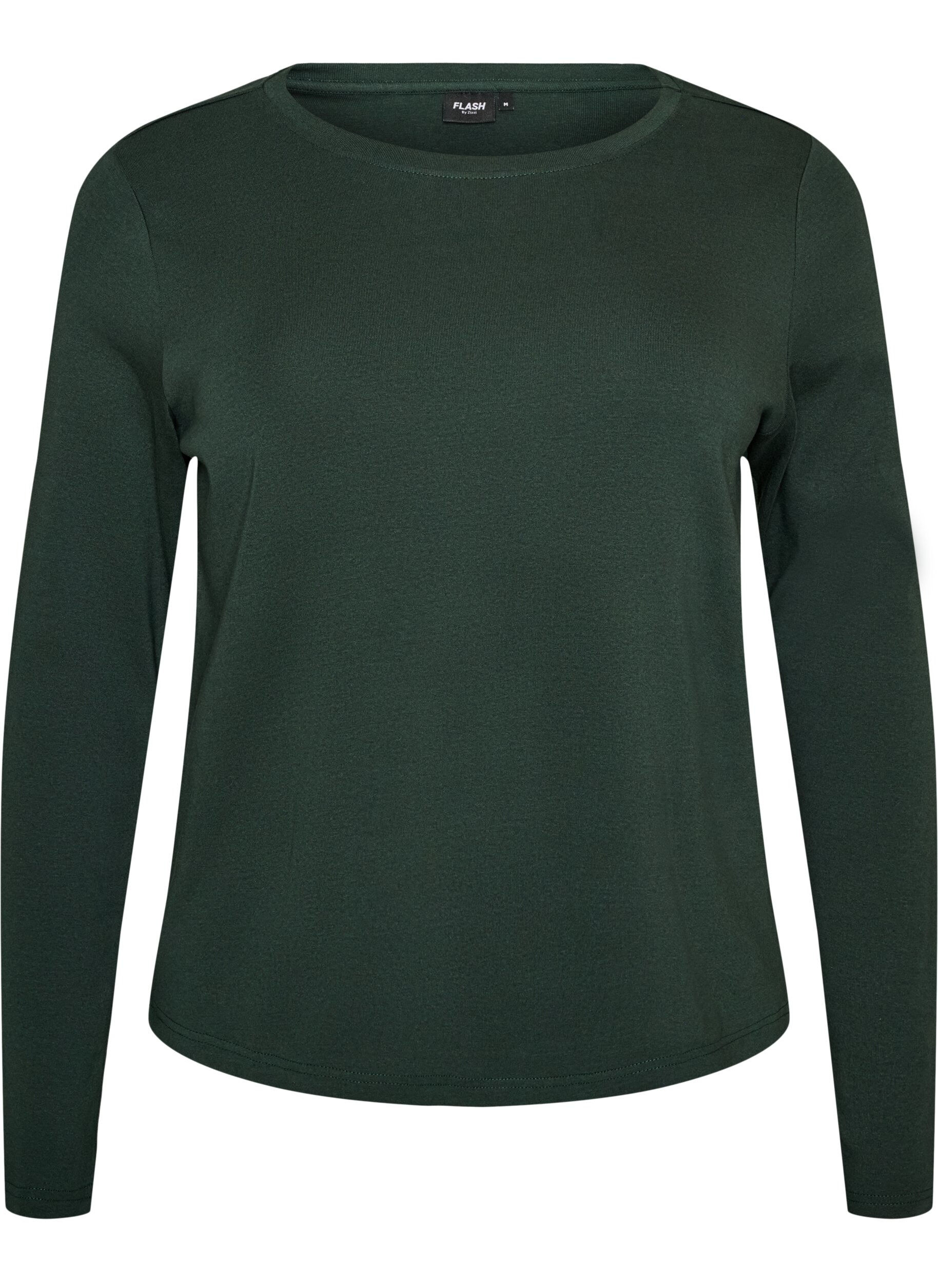 ZizziLangermet basis-T-skjorte med rund hals, Gr&oslash;nn, Packshot image number 0
