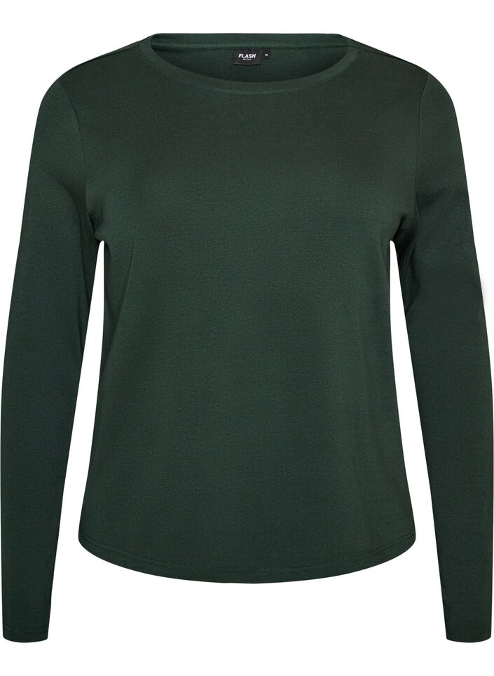Langermet basis-T-skjorte med rund hals, Gr&oslash;nn, Packshot image number 0