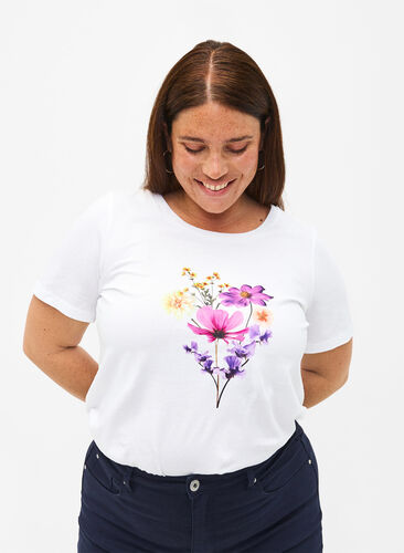 T-skjorter med blomstermotiv, Bright W. w. Flower, Model image number 0