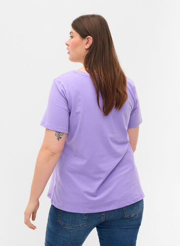 Ensfarget basis T-skjorte i bomull, Paisley Purple, Model image number 1