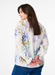 Plissert bluse med lange ermer og blomstertrykk, Hvit, Model image number 2