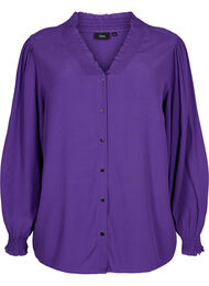 Langermet skjortebluse i viskose, Heliotrope
