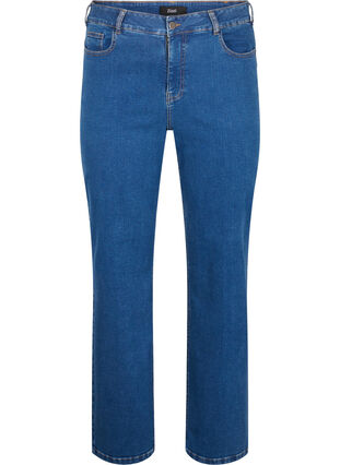  Gemma jeans med høy midje og rett passform, Dark blue, Packshot image number 0
