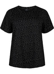 T-skjorte i økologisk bomull med prikker	, Black w. White Dot