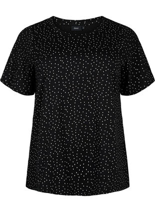 T-skjorte i økologisk bomull med prikker	, Black w. White Dot, Packshot image number 0