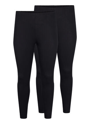 Zizzi FLASH - 2-pack bomull tights, Svart, Packshot image number 0