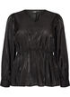 Skinnende viskosebluse med peplumeffekt, Svart, Packshot image number 0