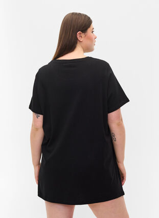 Oversize pysjamas T-skjorte i økologisk bomull, Black w. 93, Model image number 1