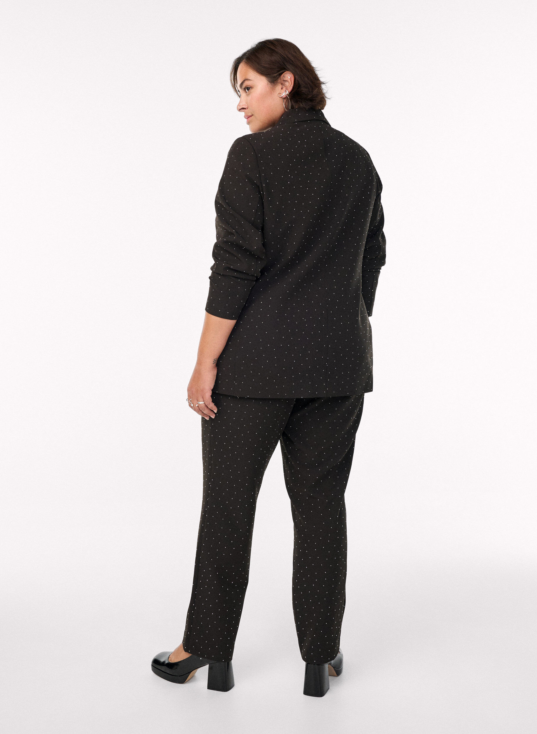 Zizzi Bukser med rhinesteiner og h&oslash;y midje, Svart, Model image number 1