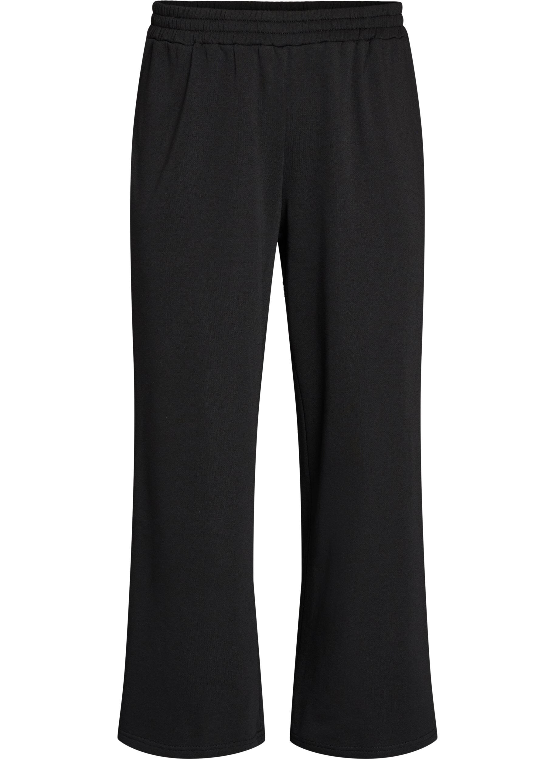 ZizziSweatpants med h&oslash;y midje og vide ben, Svart, Packshot image number 0