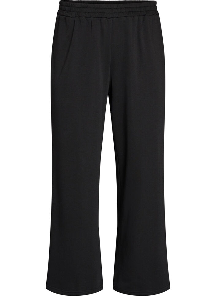 Sweatpants med h&oslash;y midje og vide ben, Svart, Packshot image number 0