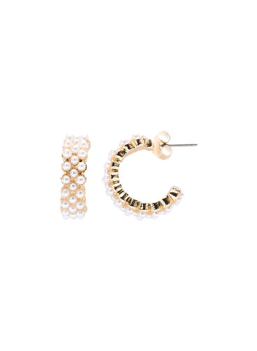 Hoops med små perler, Gold w. Pearl, Packshot image number 2