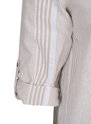 Stripet kjole i bomull og lin, White Taupe Stripe, Packshot image number 3