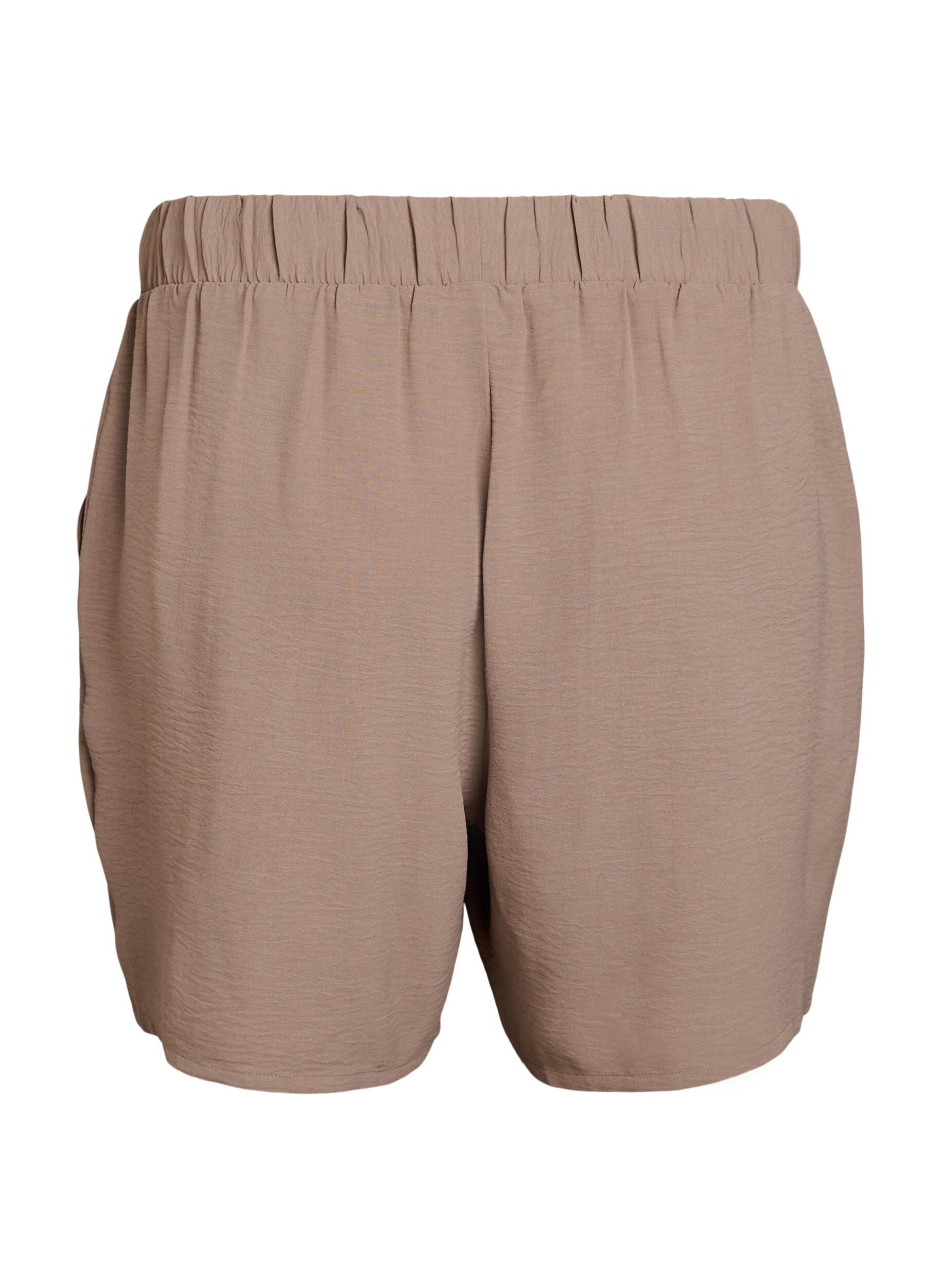 Zizzi Shorts med lommer og elastisk linning, Brun, Packshot image number 1