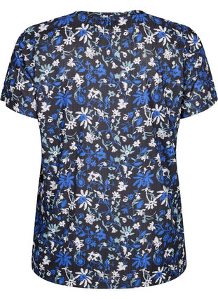 FLASH – T-skjorte med blomstertrykk, Black Blue Green AOP, Packshot image number 1