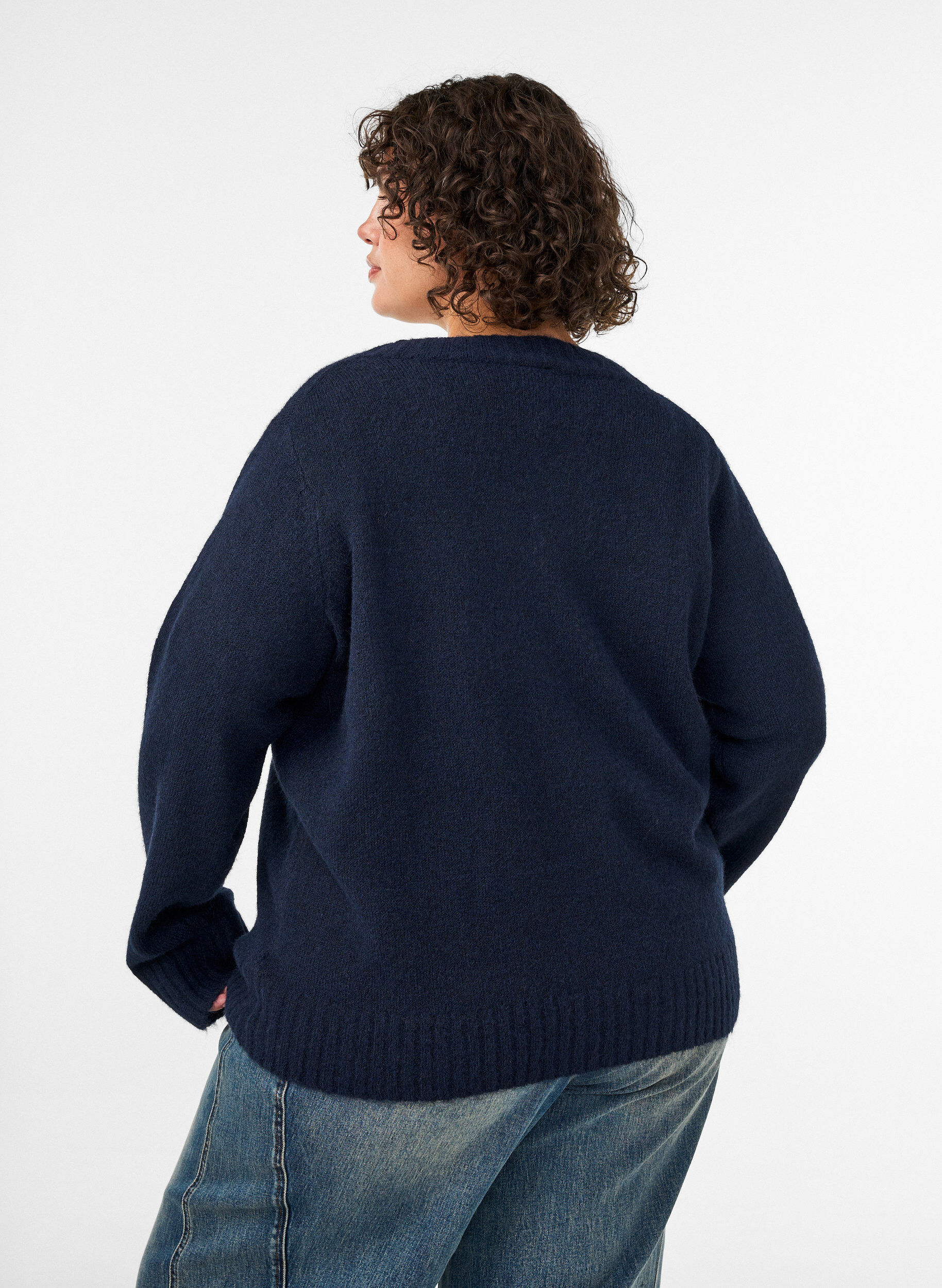 ZizziGenser med V-hals, Bl&aring;, Model image number 2