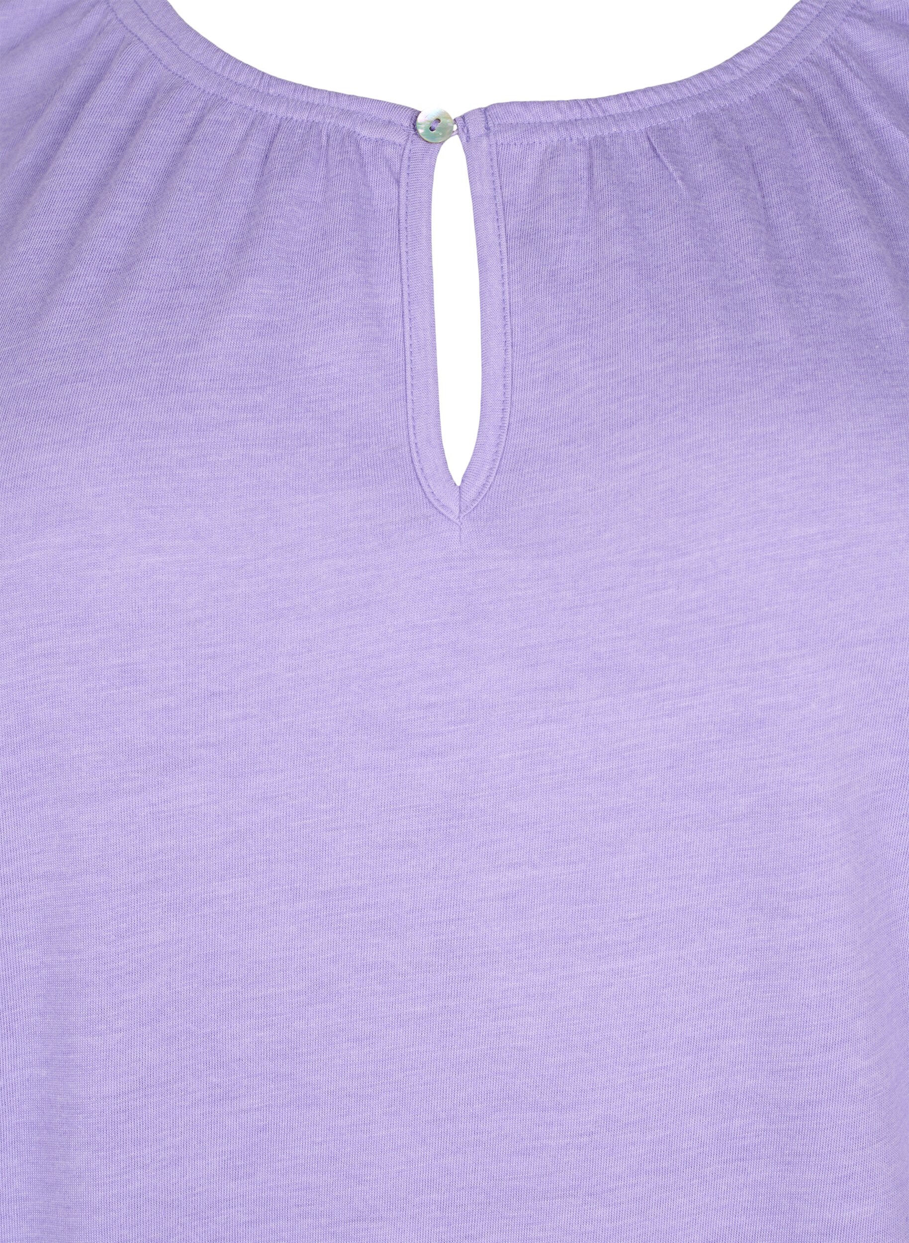 Zizzi Melange Bluse med korte ermer, Violet Tulip Mel., Packshot image number 2