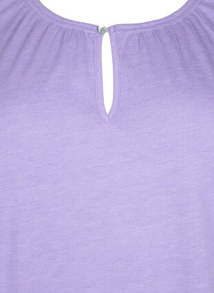 Melange Bluse med korte ermer, Violet Tulip Mel., Packshot image number 2