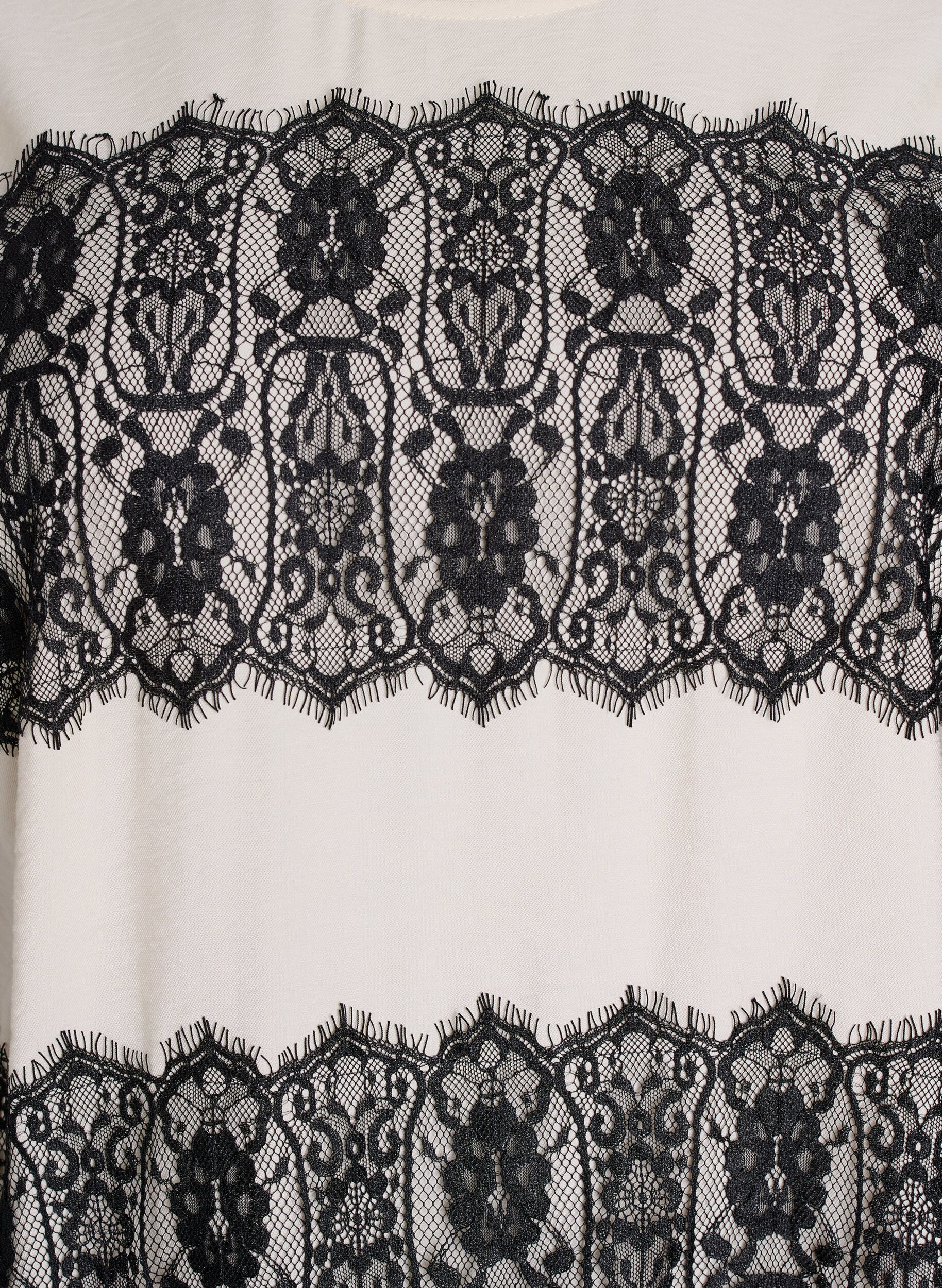 Zizzi Kort kjole med kontrasterende blonderpaneler, Beige, Packshot image number 2