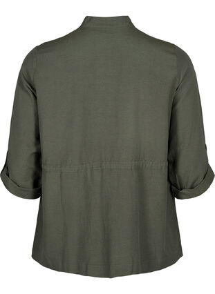 Skjorte i linblanding med lommer, Thyme, Packshot image number 1