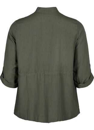 Skjorte i linblanding med lommer, Thyme, Packshot image number 1